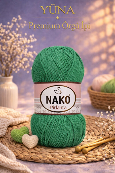 NAKO Pırlanta Yazlık Örgü İpi Amigurumi Örgü İpi 3267 Yeşil