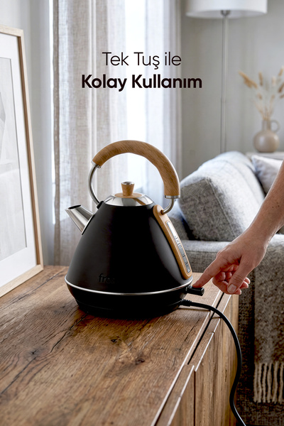 Fressi Retro Mavera 1,7 Litre Ahşap Kulp Detaylı Kettle Su Isıtıcısı FR-KT07