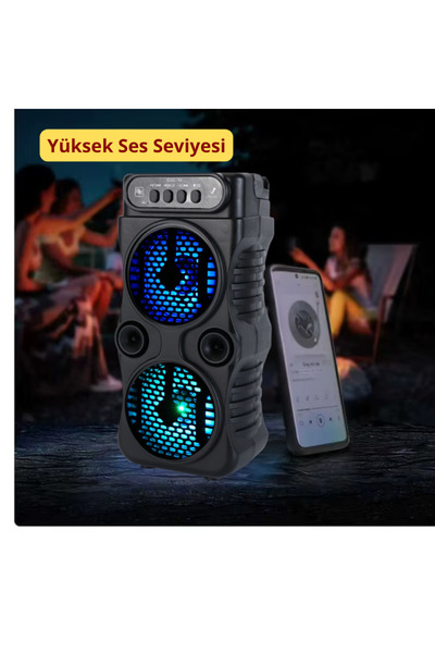 wiks Karaoke Mikrofonlu Bluetooth Parti Hoparlörü | Işıklı Ses Bombası | Radyo, USB, SD Destekli