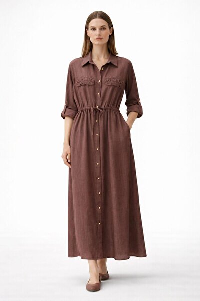 EGZOTİK ASORTİK Φόρεμα μίντι με κουμπιά, δαντέλα και λεπτομέρειες με δέσιμο