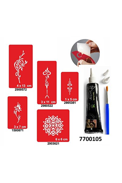 Airbrush Tattoo Hint Kınası ve Şablonla Geçici Dövme Yapma Seti Set 9