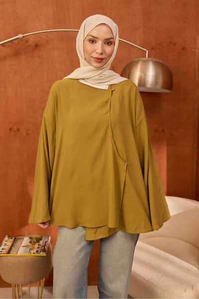 İmajButik Λαδί πράσινο μπροστινό δεμένο κιμονό