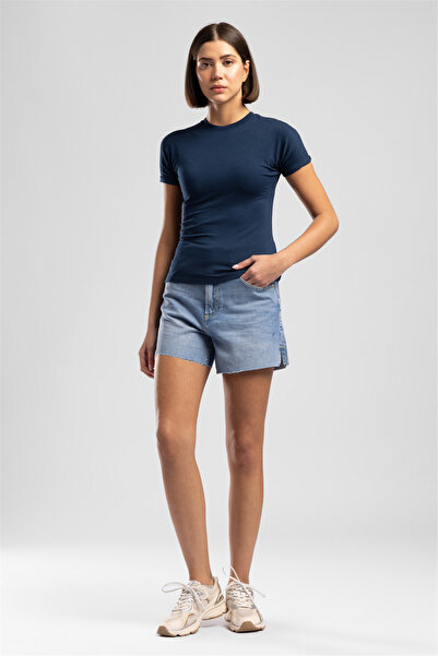 Lee Cooper Γυναικείο μπλουζάκι Abel Basic με λαιμόκοψη ποδηλάτου, μπλε