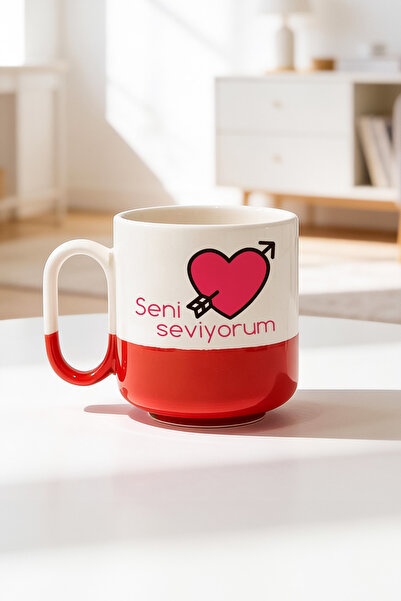 BB TRADE كوب سيراميك مطبوع برو بتصميم I Love You سعة 330 مل