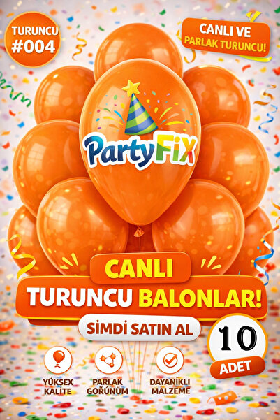 BALON DİYARI 10 Adet Turuncu Premium Lateks Balon | Dayanıklı Organizasyon Ba...