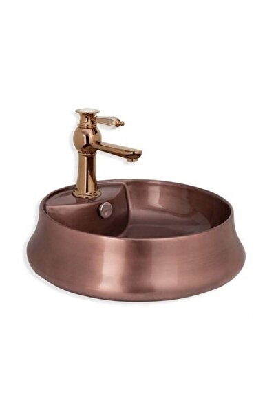LENA - Tezgah Üstü Porselen Lavabo Rose OUTLET - E-4045-1-