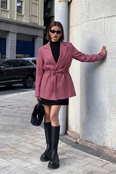 armonika Γυναικείο παλτό Oversize με κορδόνι στη μέση και δέσιμο, σε χρώμα Du...