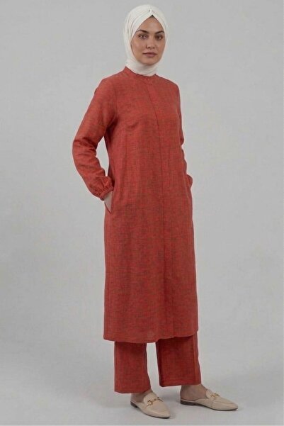 PORİENTO Coral Color 100% Cotton Muslin Fabric Zippered Comfortable Fit Hijab...