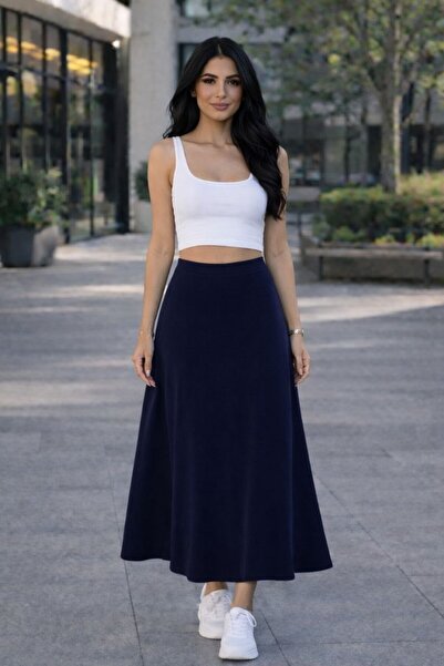 Maison La Femme Γυναικεία μακριά φούστα σε μπλε ναυτικό χρώμα