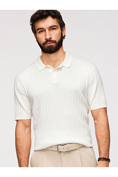 OMBRE Bărbați Tricou modern OM-POSS-0169 Off white