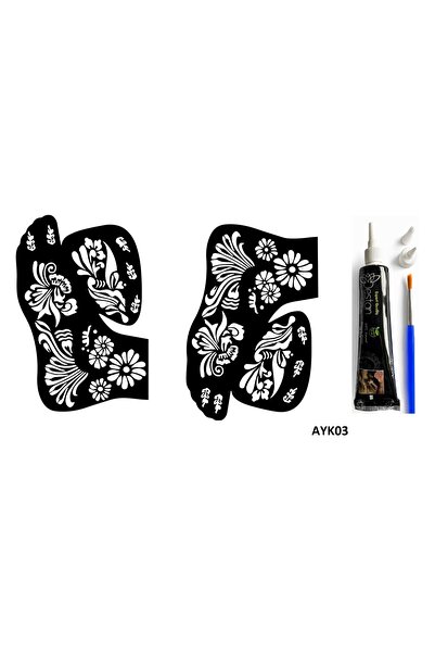 Airbrush Tattoo Hint Kınası ve Şablonla Geçici Dövme Yapma Seti Set 51