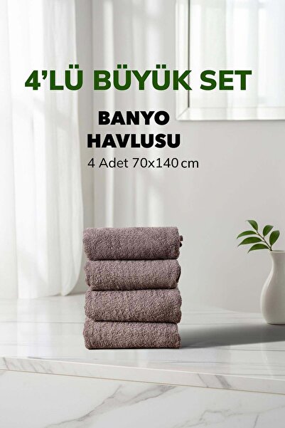 Cotto Home 4-dijelni set mekanih pamučnih peškira za kupanje u sivoj karirano...