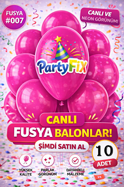 BALON DİYARI 10 Adet Fuşya Premium Lateks Balon | Dayanıklı Organizasyon Balonu