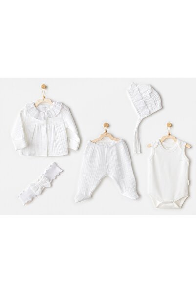 andywawa 100% Cotton 5-Pack Muslin Girls Tk White