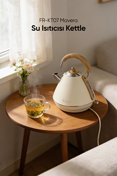 Retro Mavera 1.7 Liter Wooden Handle Detailed Kettle Kettle FR-KT07