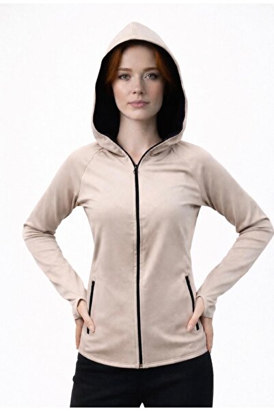 AXXEL Γυναικεία Κρεμ Φούτερ Σάντορντλ Ντάβερσερ με Κουκούλα-W1161