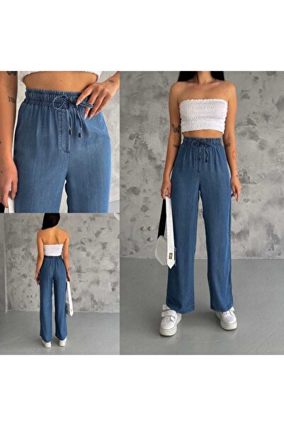 MODA GARDEN 35 Ar66 Women's Tencel Pants High Waist Elastic Lace-Up Loose Leg...
