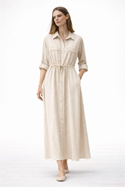 EGZOTİK ASORTİK Φόρεμα μίντι με κουμπιά, δαντέλα και λεπτομέρειες με δέσιμο