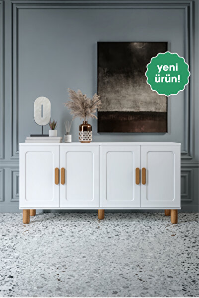mapahomeliving Flora Bohem Konsol 4 Kapaklı MDF Mebran Kapak 160 cm Modern Sa...