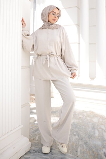İmajButik Stone Waist Tie Tunic and Trousers Set