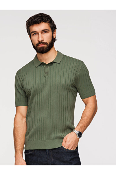OMBRE Bărbați Tricou modern OM-POSS-0169 Oliv