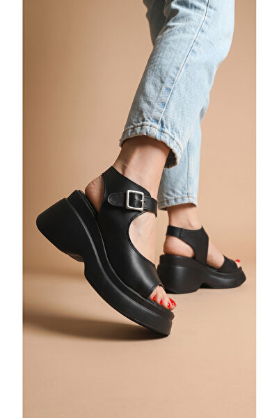 Moda Lime High Platform Wedge Heel Side Closed Buckle Skin Summer Women's San...