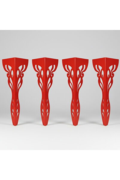 UYART HOME Uyart S8 Flame Red Metal Table Leg – Decorative Flame Patterned De...