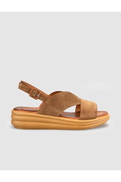 Cabani Γυναικεία σανδάλια με σόλα Comfort από γνήσιο δέρμα Tan