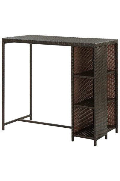 vidaxl Τραπέζι Μπαρ με Ράφια Καφέ 120x60x110 εκ, Ρατάν