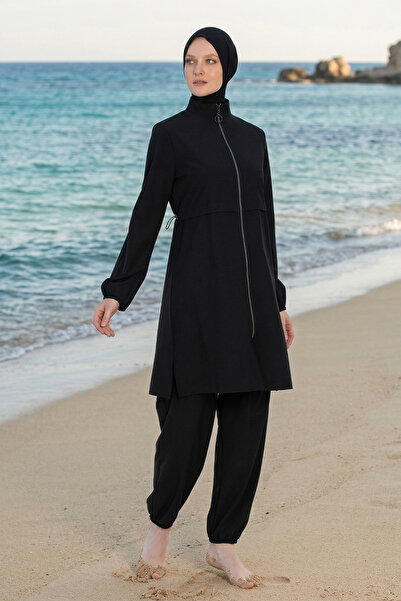 Haliç Mayo Αθλητικό μαγιό Lycra Full Covered Hijab 6056 Μαύρο