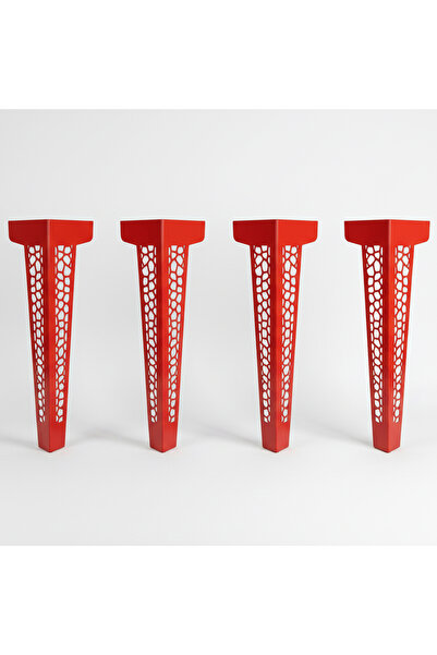 UYART HOME Uyart S11 Hexa Red Metal Table Leg – Honeycomb Patterned Decorativ...