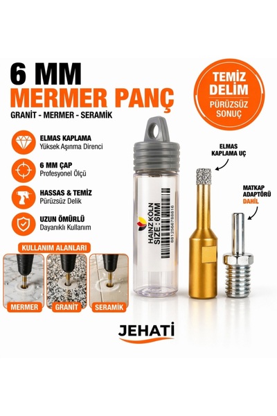 jehati 6 MM Mermer Panç Elmas Kaplama | Granit, Mermer, Seramik Delme Ucu | A...