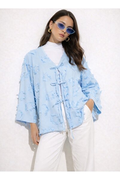 Noa&Noa Ζακέτα κιμονό με φούντες και λεπτομέρεια δεσίματος μπροστά