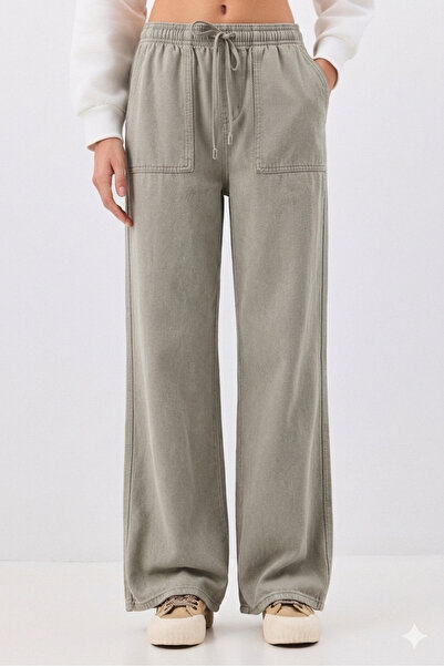 Trendiz Γυναικείο ψηλόμεσο παντελόνι από βισκόζη Palazzo Antique Mink 4629