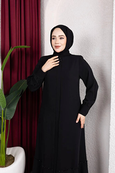 Butik Siyah Adriana Kumaş Ferace Modelimiz