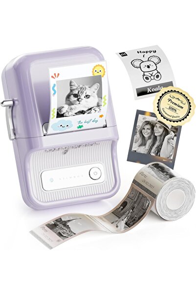 NiiMbot B21 Pro Etiket Makinesi, 300DPI HD Etiket Yazıcı, Mor, Fotoğraflar, N...