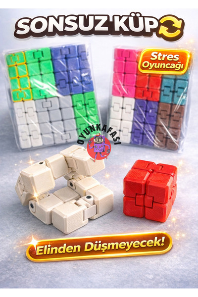 OYUNKAFASI Sonsuz Küp Infinity Cube Stres Oyuncağı 8x4 cm Katlanabilir Fidget...