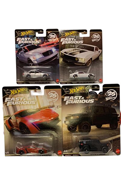 HOT WHEELS Premium F&F 25.Yıl 4'lü Set HNW46 Mercedes Mustang Lykan FJ 1:64