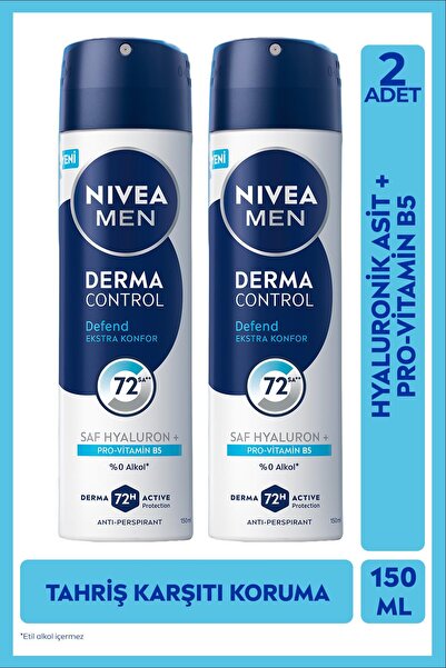 NIVEA Men Derma Control Defend Sprey Deodorant 150 ml 2 Adet