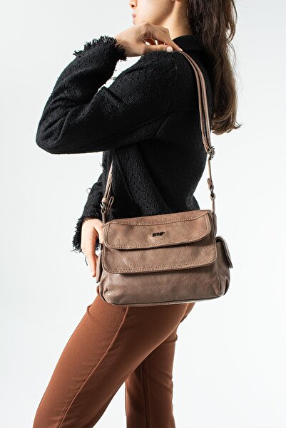 571 Collections Çanta Δερμάτινη τσάντα ώμου με λουράκια, μοντέλο βιζόν: (571-...