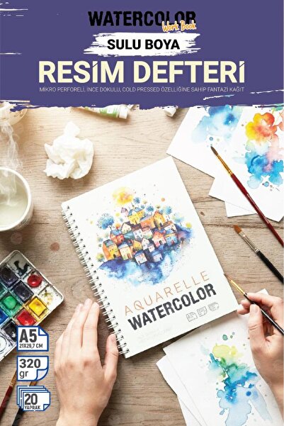 TUĞSET Aquarelle Watercolor Suluboya Resim Defteri 320gr (Akrilik,Guaj,Karaka...