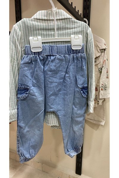 berkMICIRIK Bebek Çocuk Kapüşonlu Keten Gömlek Pantolon Sweatshirt 3'lü Takım