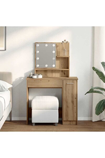 vidaxl Μπουντουάρ με LED Αρτισιανή Δρυς 86,5x35x136 εκ.