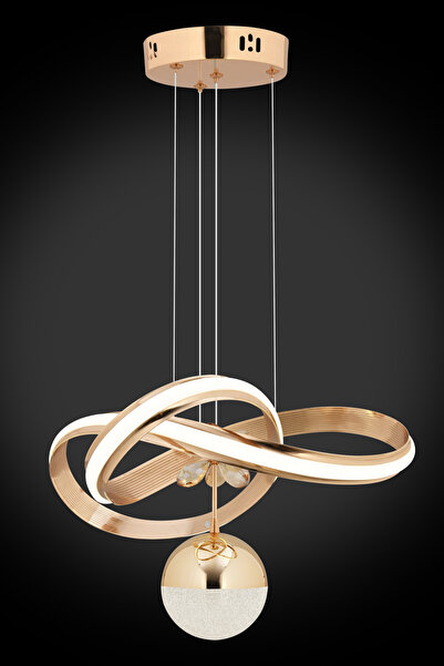 Dekorluna Lidya Modern 3 Renk Işık Özellikli Gold Kaplama Sarkıt Led Avize Salon Avize