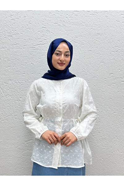 MİHRA STORE Πουκάμισο με διακριτικό σχέδιο και λεπτομέρεια από δαντέλα στη μέ...