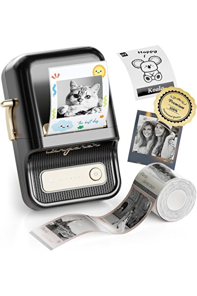 NiiMbot B21 Pro Etiket Makinesi, 300DPI HD Etiket Yazıcı, Siyah, Fotoğraflar,...