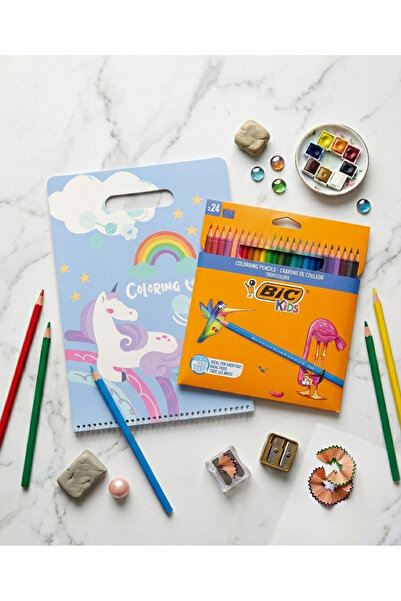 Bic Kids Tropicolors 24’lü Kuru Boya Kalemi Seti - 1 Adet Kapaklı ve Kulplu B...