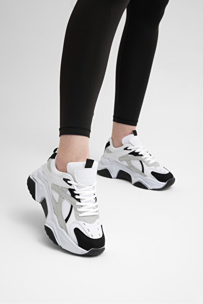 Tonny Black Women's White Black Comfortable Fit Poly Sole Lace-Up Sneaker