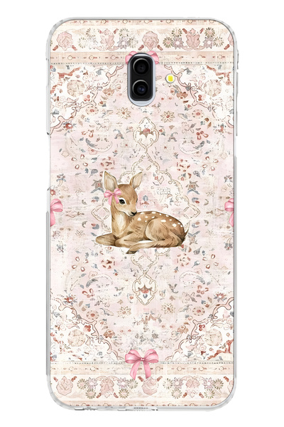 FLAMENKO Samsung Galaxy J6 Plus Uyumlu Geyik ve Fiyonk Desenli Şeffaf Telefon...
