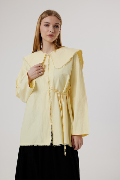 Suede Style 6410 - Άνετο και κομψό γυναικείο πουκάμισο από ποπλίνα με γιακά ν...